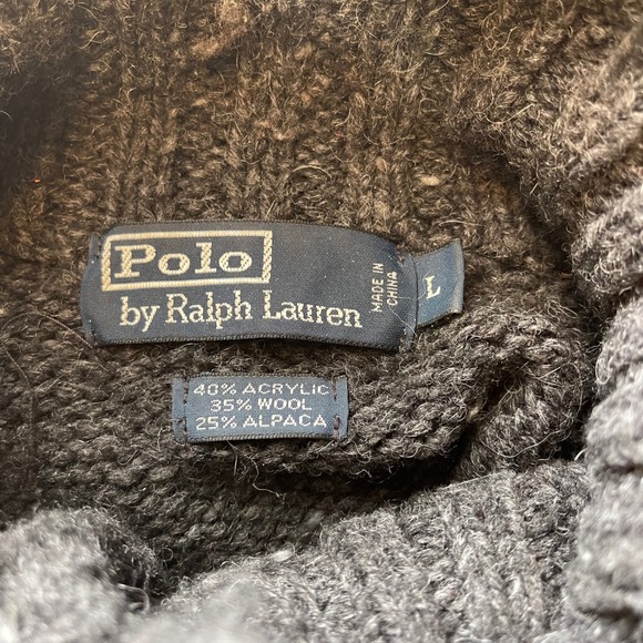 Polo Ralph Lauren Men's Dark Gray 4 Button Alpaca Wool Blend L Sweater Pullover - Picture 3 of 8
